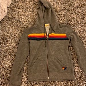 Aviator nation rainbow zip up hoodie